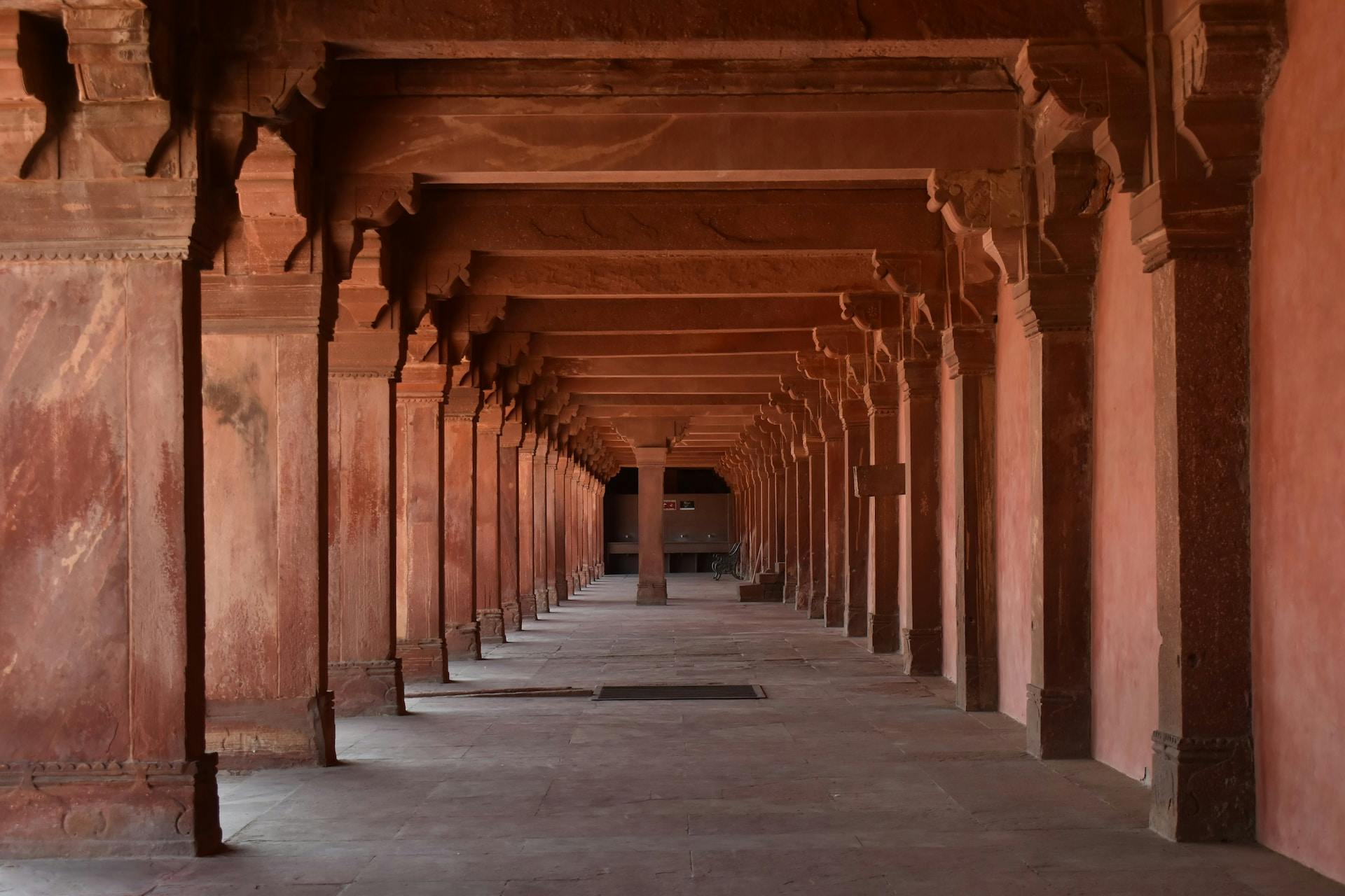 a pillared hallway