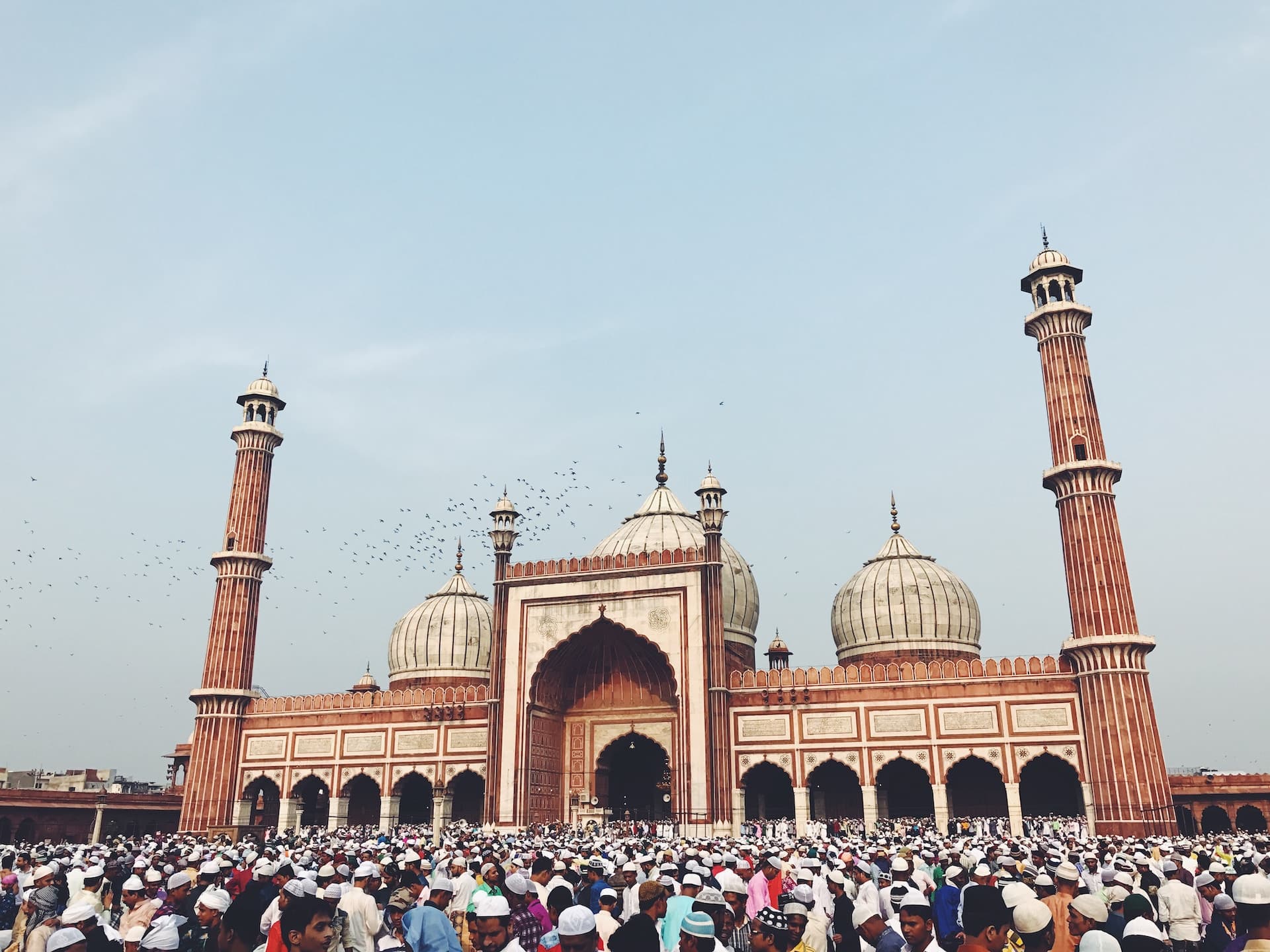 people outside the mosque