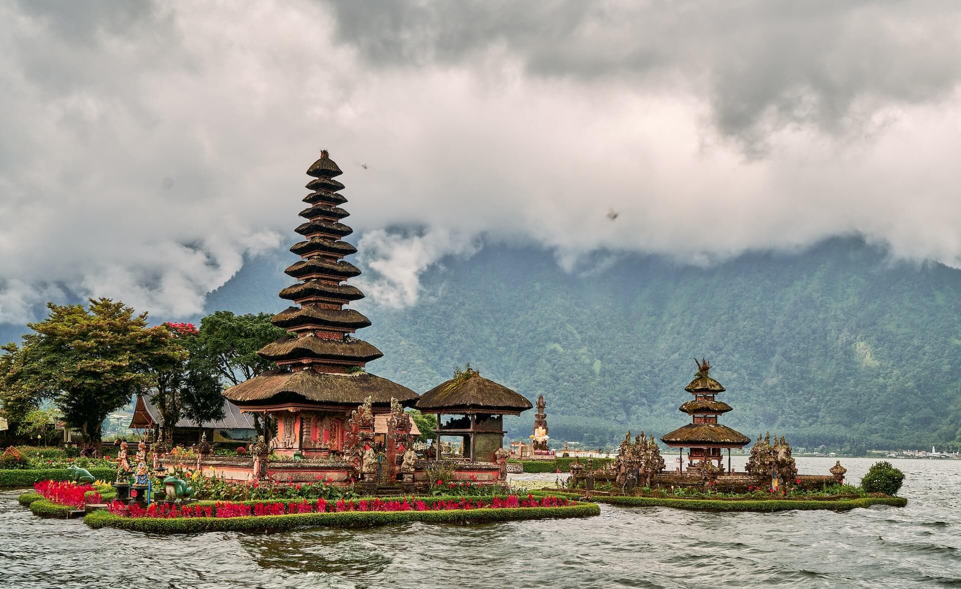 temple in between body of water