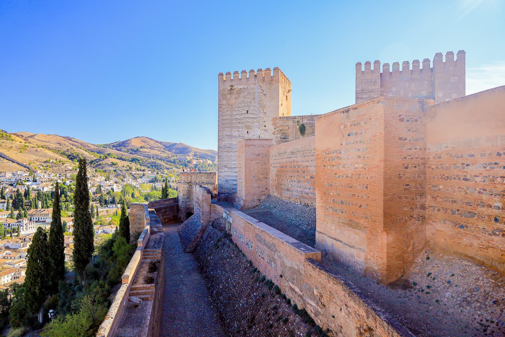 a view of a city from a castle