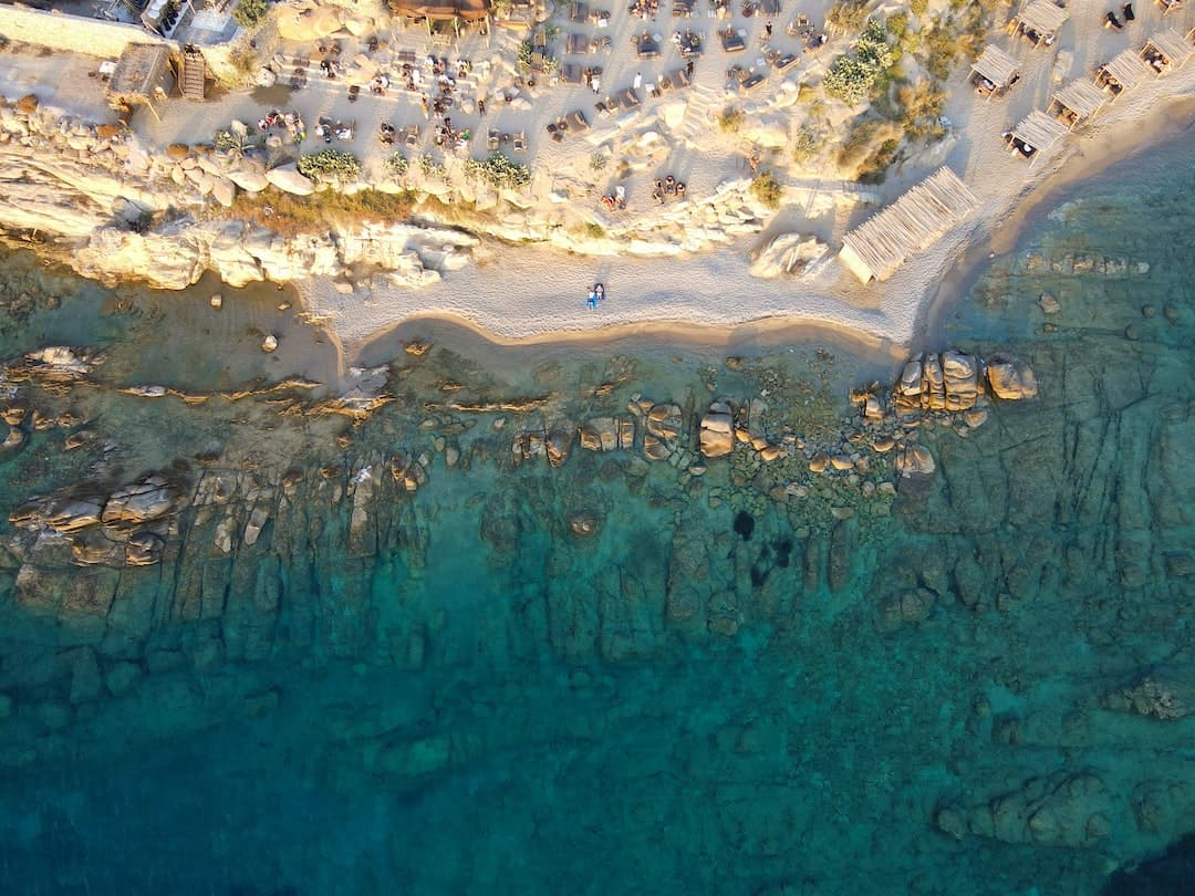 aerial view of people on beach during daytime