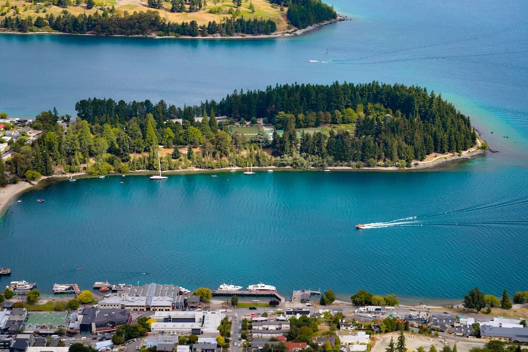 a small island in the middle of a large body of water