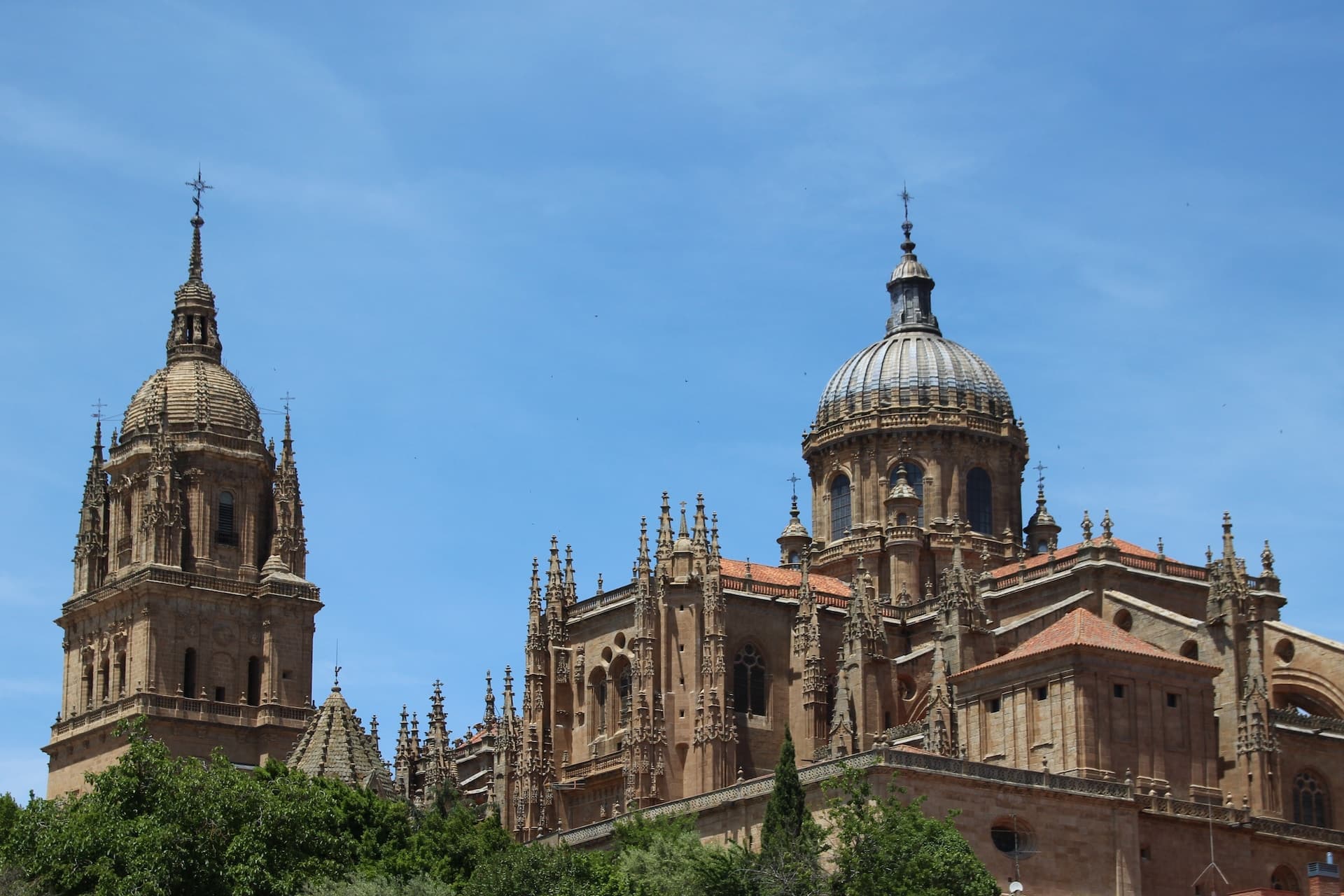 a cathedral with a large stained glass window