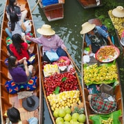 Bangkok: Passeio de trem e mercado flutuante em espanhol e inglês